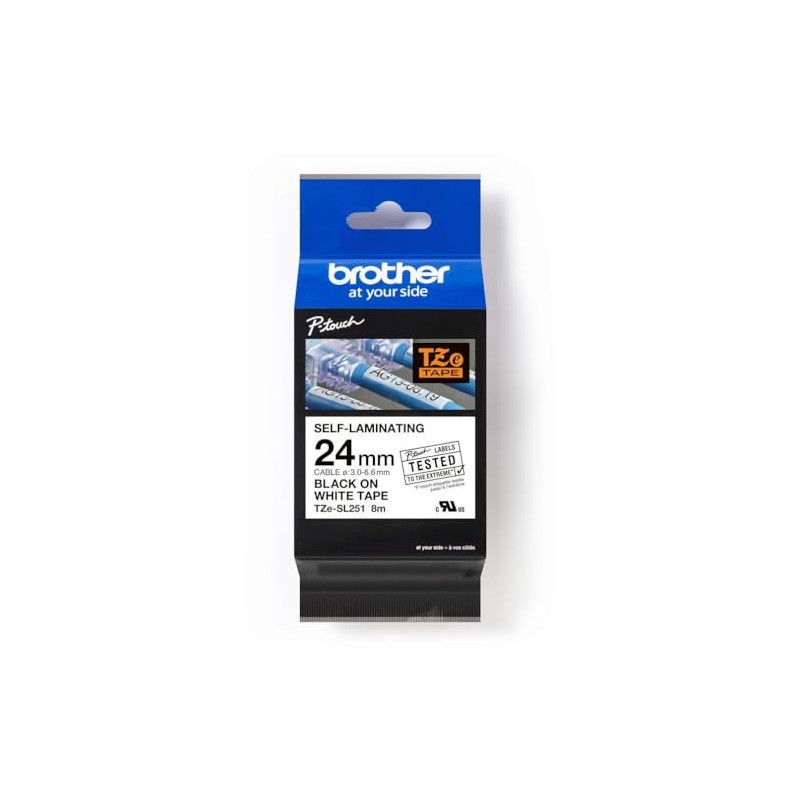 Brother Genuine Brother TZe-SL251 Self Laminating Tape Black on White