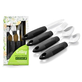 Celley Adaptive Utensils for Elderly and Handicapped, Non-Weighted, 4 Pcs Set
