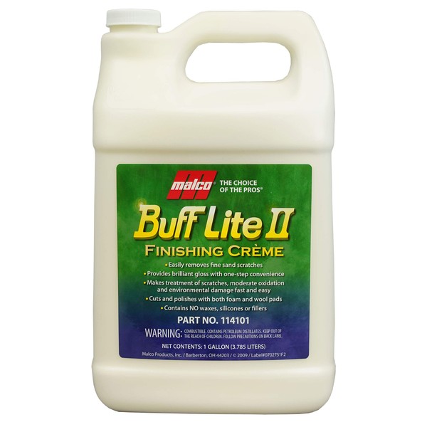 Malco Buff Lite II Finishing Crème – One-Step Professional Cutting, Polishing and Finishing Compound/Removes Brush Marks, Car Wash Scratches, and Snow Brush Scratches / 1 Gallon (114101)