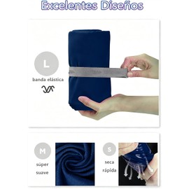 3 Toalla de Microfibra Deportiva,Súper Absorbente,Secado Rápido,Azul marino Grande Toalla Suave,Ligera y Porátil,Toallas para Natación,Baño,Viajes,Gimnasio,Deporte,Playa,Alberca con 1 Blosa