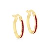 Carissima Gold Women's 9ct Yellow Gold 1mm Round Red CZs 14mm Endless Slim Hoop Earrings