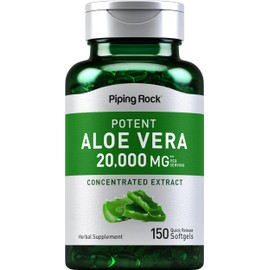 Piping Rock Aloe Vera Capsules 20000mg | 150 Softgels | Concentrated Extract Supplement | Non-GMO, Gluten Free