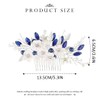 Unicra Bridal Wedding Hair Comb Flower Hair Accessories Blue Crystal