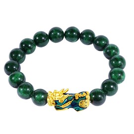 CeFoney Feng Shui Bracelet Natural Jade Pixiu Bracelet Unisex Hand Polished Animal Bracelet Temperature Change Imitation Jade Bracelet, å æ çŽ‰