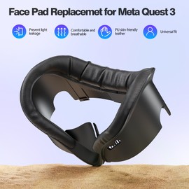 VZNEK Face Cover Pad for Oculus Quest 3/3S, Sweat-Proof PU Foam Cushion for Meta Quest 3/3S, Compatible with Oculus Quest 3/3S Original Spacer (for Quest 3)