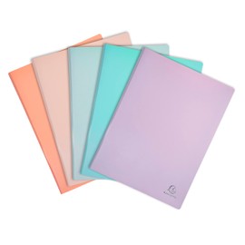 Exacompta - Ref 88660E - Aquarel Collection - Softcover A4 Display Books - 500 Micron Rigid Polypropylene, 60 Pockets, Assorted Pastel Colours - Pack of 8