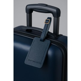 OODARN PU Leather Luggage Tags – Travel ID Labels for Suitcases, Durable Name Tag with Privacy Flap & Adjustable Strap – Stylish & Noticeable Travel Accessories for Men & Women (Navy Milled)