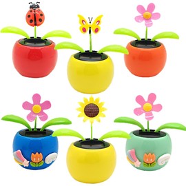 Vndnsy Shaking Dancing Flower Toy,6 Pcs Plastic Dancing Flowers,Home Office Ornaments Car Toy,Swinging Animated Dancer Toy Decoration,for Car Office Desk Decoration,Funny Ornaments.