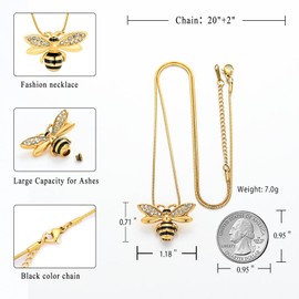 Cremation Jewelry for Ashes Pendant - Bee Urn Necklace with Mini Keepsake Urn Memorial Ash Jewelry Cremation Ash Pendant Loved One