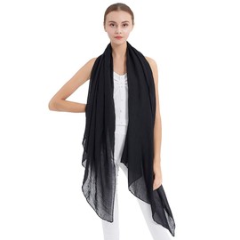 KAVINGKALY Women's Cotton Scarf Plain Large Transparent Scarf Wraps for Evening Light Spring Scarf, black