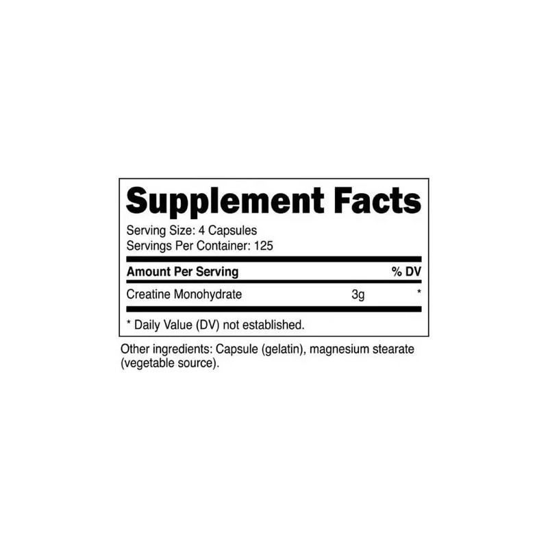 Creatina Monohidrato 750 Mg, 500 Cáps, Gana Fuerza Muscular Sabor