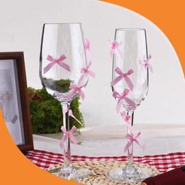 Ancnoz Pink Bow Wine Glass Charms for Pink Wedding Drink Markers for Wine Glasses Drinking Tags for Coquette Birthday Bachelorette Party Decor Accessories Bow 12 Sets