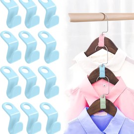 Clothes Hanger Connector Hooks, Space Saving Hangers for Closet Organizers, Storage Hangers Hooks, Hanger Clips Plastic Hangers for College Dorm,Wardrobe (100, Light Blue)