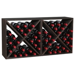 FDHUIJIA Wine Racks countertop Solid Wood Stackable Storage Rustic Retro Cube 48-Bottle Wooden Wine Rack Wine Cabinet(48BottleBlack)