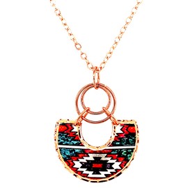 Santa Fe Style Copper Wire Necklace – Artisan Half Circle Wire Pendant, Handmade Native American Inspired Jewelry, Unique Handcrafted Gift for Her, Rustic Boho Western Necklace