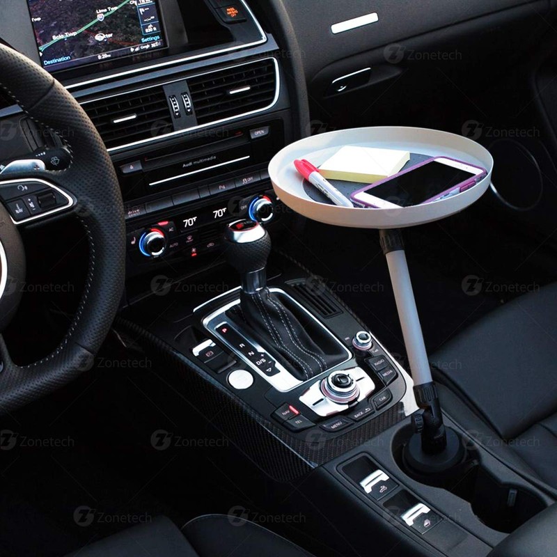ZONETECH Car Cup Holder Swivel Tray and Storage Bin -