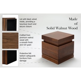 Evergreen Memorials Handcrafted Walnut Wooden Urn for Human Ashes Adult, Walnut Wooden Decorative Urn for Adult Ashes Male & Female, Up to 220 Lbs