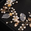 JWICOS Pearl Bridal Headband Wedding Hair Vine Leaf Headpiece Wedding