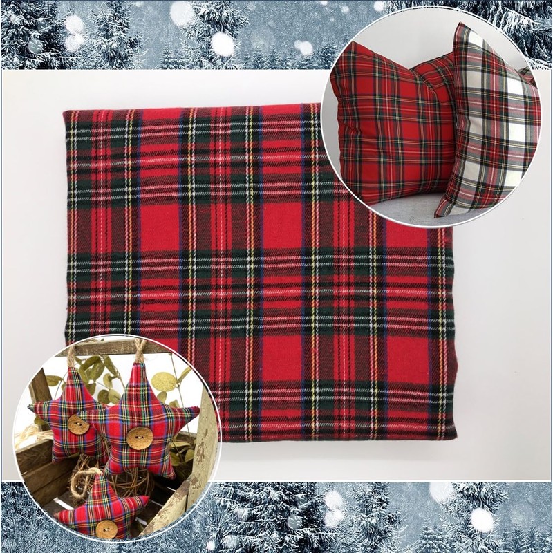 Red Christmas Plaid 4.5oz Shirting Flannel Fabric for Festive Family
