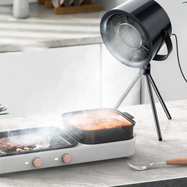 Pssopp Campana Extractora Portátil, Campana Extractora de Escritorio, Campana Extractora Ajustable con Filtro Cambiable para el Hogar, Cocina, Fondue, Olla Caliente, Barbacoa (Negro Gris)