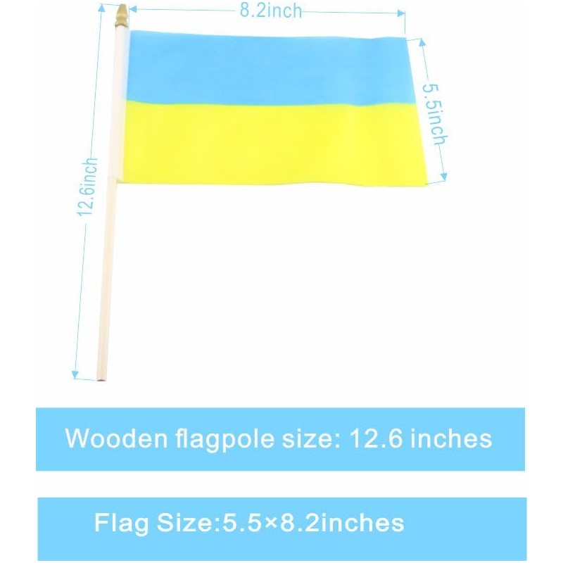 20 Pack Ukraine Flags Ukrainian Stick Flag Small Mini Handheld