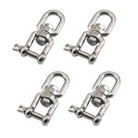 4Pcs 304 Stainless Steel M5 Jaw Eye Swivel Ring Shackle 360° Swivel Ring Connector