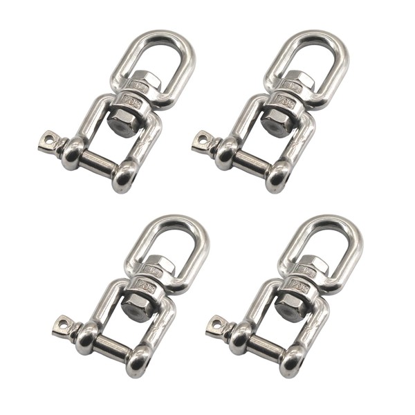 4Pcs 304 Stainless Steel M5 Jaw Eye Swivel Ring Shackle