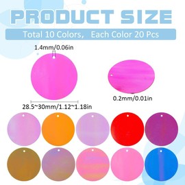 SUNNYCLUE 200Pcs 10 Colors Flat Sequin Paillettes Round Loose Sequins Assorted AB Colorful Plastic PVC Iridescent Applique Art Glitters Hole Sequins for Sewing Craft DIY Embroidery Ornaments Supplies