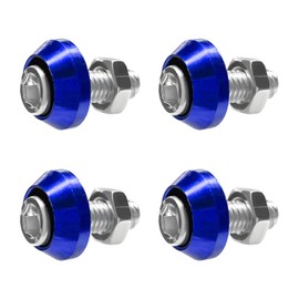 BWBWND 4 PCS Motorcycle License Plate Bolts, M6 Aluminum Alloy Car Tag Frame Decorative Fasteners, License Plate Screws Engine Bay Dress Up Kit for Most Vehicles, Car Accessories (Blue)
