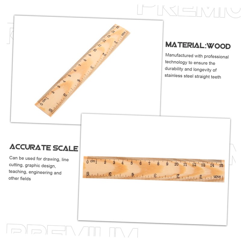 Operitacx Students and Adults 20pcs Straight Measuring Rulers Wooden Engineering