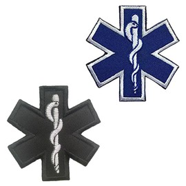 EMT Star of Life Funny Patch Removable Patches with Embroidery Tactical Military Flag Patch Applique for Backpacks Outdoor Bags Jacket Vest Clothing Baseball Cap Pack of 2