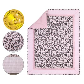 The Peanutshell Leopard Love Crib Bedding Set for Baby Girls | 3 Piece Nursery Set | Crib Comforter, Fitted Sheet, Crib Skirt