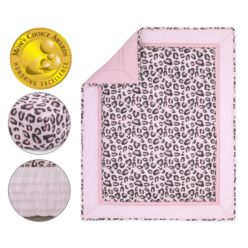 The Peanutshell Leopard Love Crib Bedding Set for Baby Girls