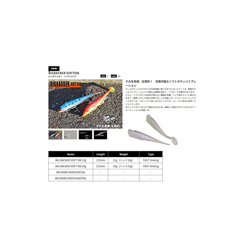 Jackall Vibration, Big Backer, Soft Vibration, 4.5 inches (115 mm),