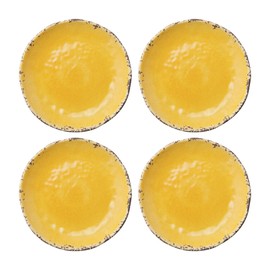UPware Crackle Melamine Round Dessert Plates, Small Serving Plates, for Appetizer, Snacks, and Side Dishes, Yellow, 6 Inch, Set of 4