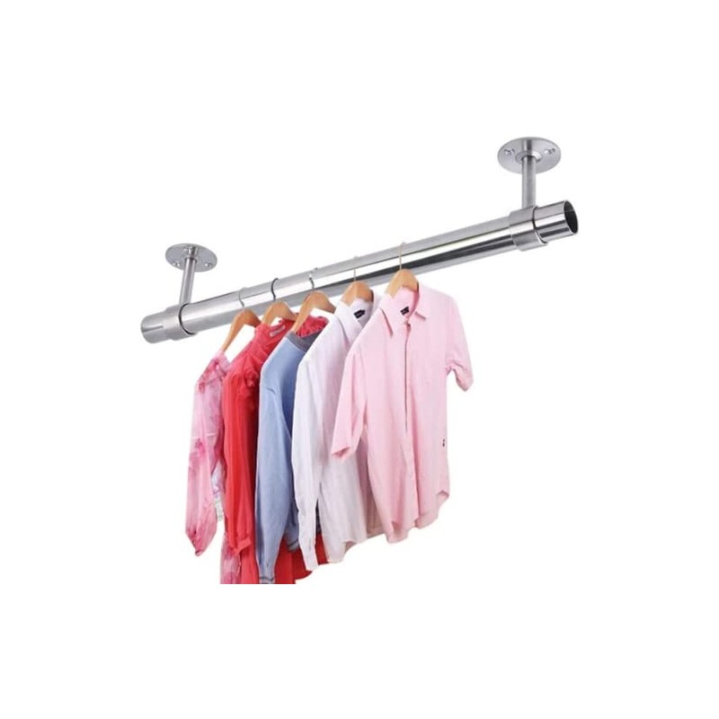 Set of 2 Curtain Pole Brackets Chrome Modern Curtain Rod