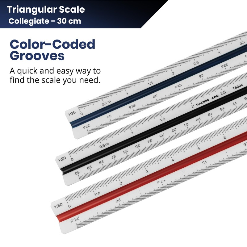 Pacific Arc Metric Collegiate Core Scale Ruler, Scaled: 1:20,25,50,75,100,125