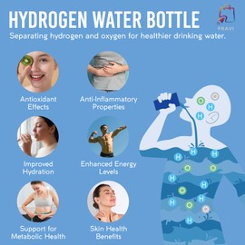 Fravi Premium Hydrogen Water Bottle Generator - Infused Hydrogen Water Bottle - Molecular Hydrogen Hydration - Alkaline Water Machine - Portable Hydrogenated Water - Ideal for Travel, Gym & Daily Use