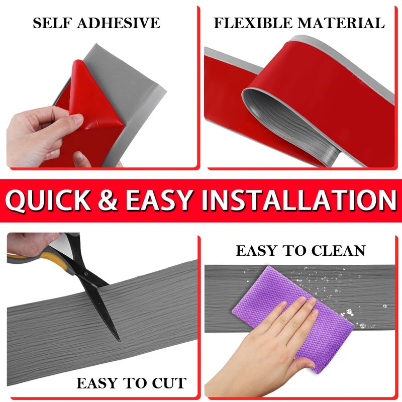 FONUNO Vinyl Wall Base Baseboard Molding Trim 4" Flexible Self