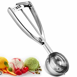 Ice Cream Scoops with Easy Trigger - Large Sized (6.3cm) 304 Stainless Steel Cookie Scoop for Meatballs, Mellon Balls, Mashed Potatoes and Muffins