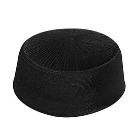 TheKufi Black Rigid Velvet Kufi Hat Turkish Chechen Style Takke Prayer Cap (XXL -24" (61cm))