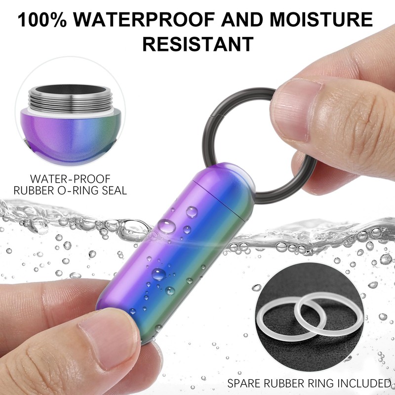 Small Pill Case Keychain Portable Pill Container Waterproof Titanium Pocket