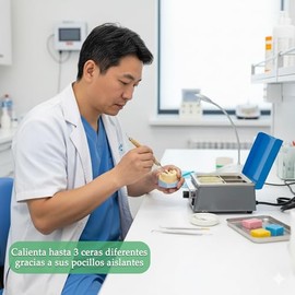 Calentador de Cera Eléctrico Dental de Cofias, Fundidor de Cera Profesional con Metal Suave Antiadherente y Aislante, Equipo de Laboratorio Joyería Analógico Olla con 3 Ranuras, Temperatura Ajustable