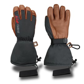 Intra-FIT Deerskin Ski Gloves for Men Women, Winter Cold Weather Gloves,Waterproof & Warth Insulated Snow Snowboarding Gloves (5098-Brown#4338, Small)