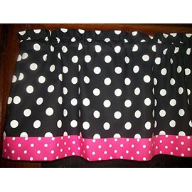 Black Pink Polka Dot mouse retro fabric kitchen curtain Valance