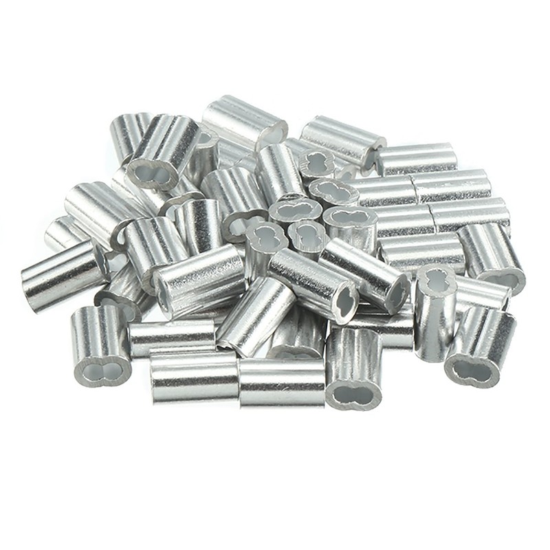 sourcingmap Aluminum Crimping Loop Sleeve Double Barrel for 1/8" -