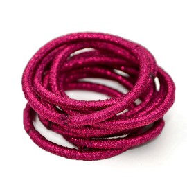 La Tartelette 5 cm Shimmer Elastic Bands Hair Ties Children Rubber Hair Headbands - 50 Pcs (Burgundy)