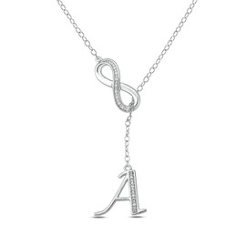 Cali Trove Diamond Infinity Lariant Necklace for Women in 925 Sterling Silver | Infinty Pendant for Women in A to Z Letters | Special Silver Pendant Necklace Gift for her | Fashion Jewelry for Women A