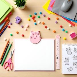 15CM Pink Cats Claw Straight Rulers,Plastic Measuring Tool Kawaii Measuring Plastic Scale Cute Ruler, Portable Stationery Rulers School Supplies Transparent Ruler,Teaching Materials