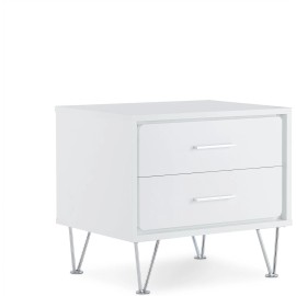Acme Deoss Wooden Rectangular 2-Drawer Nightstand with V Shaped Legs in White